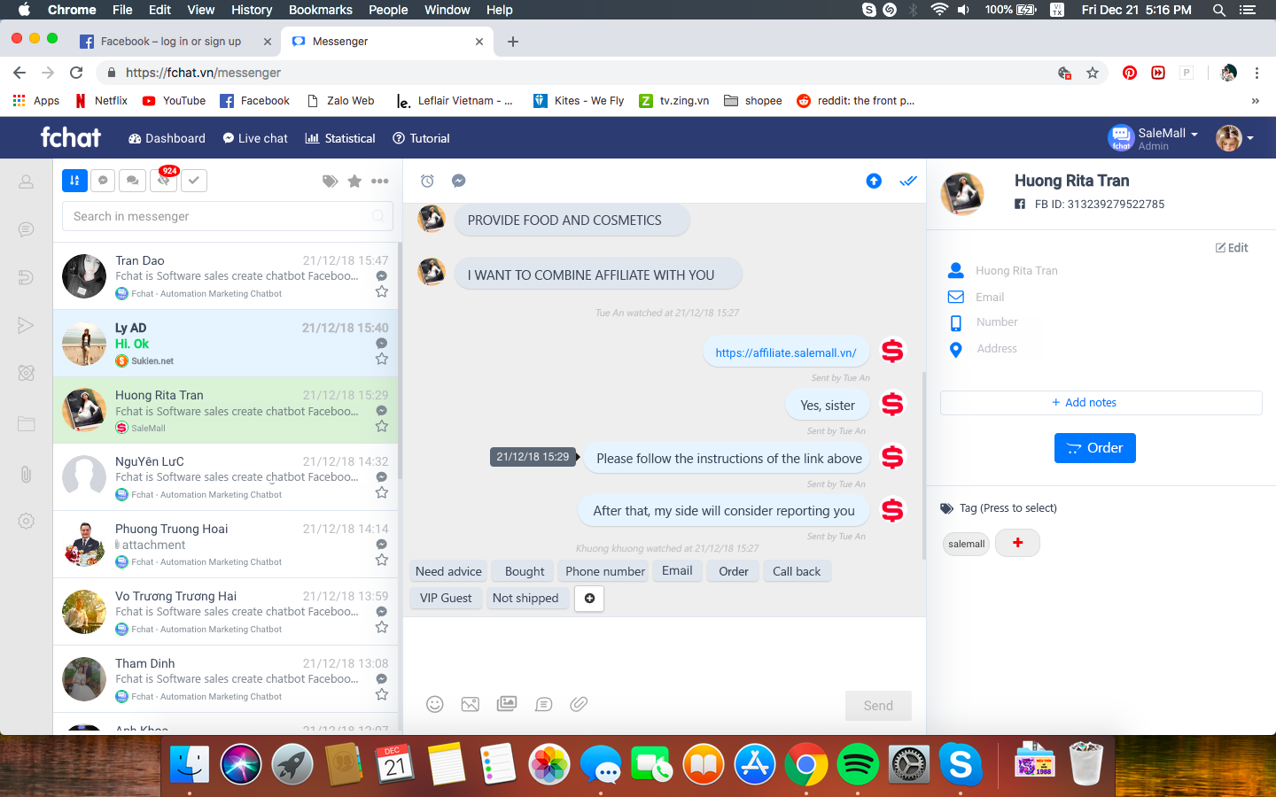 Fchat - Chatbot Messenger & Zalo - Phần mềm quản lý Fanpage, Bán hàng Trên Facebook